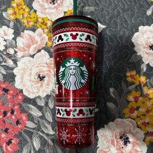 Disney Park Starbucks Festive Red and Green Tumbler